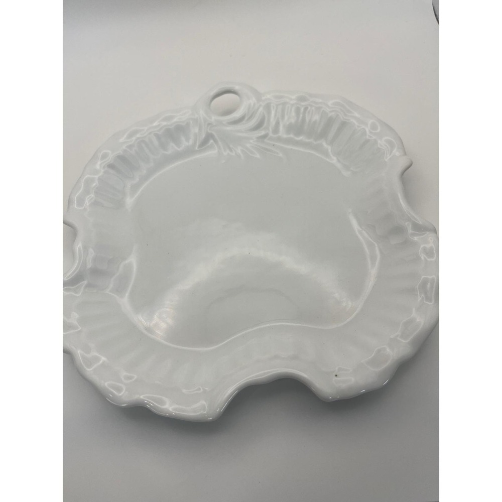 Vintage Freddi White Porcelain Blank China Painting Ruffled Leaf Bonbon Dish 8in